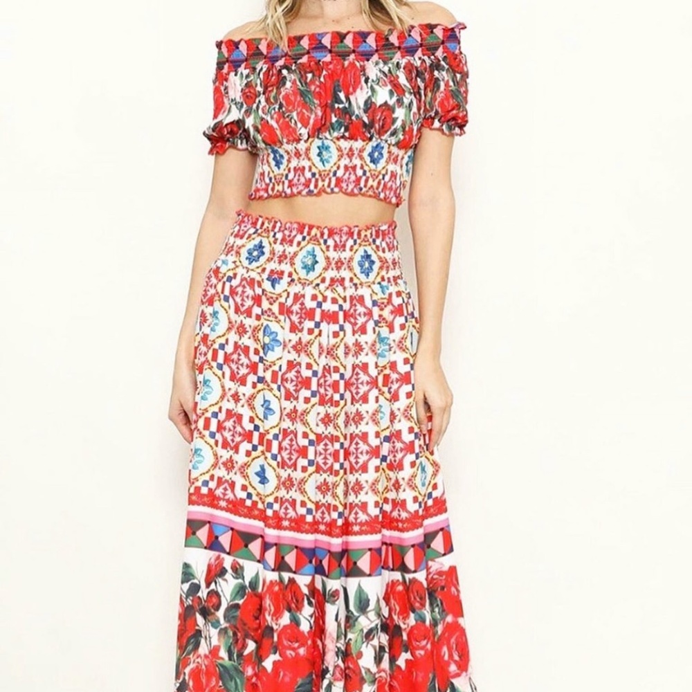 Two-Piece Patterned Maxi Dress